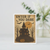 Vintage Halloween Enter if You Dare Briefkaart (Staand voorkant)