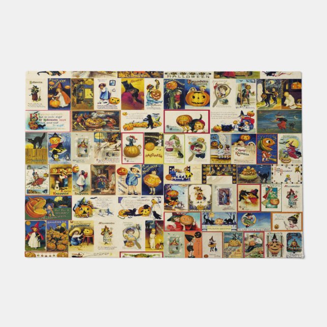 Vintage Halloween Ephemera Deurmat (Voorkant)