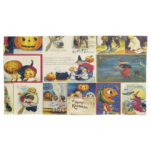Vintage Halloween Ephemera Kussensloop (Voorkant-Links)