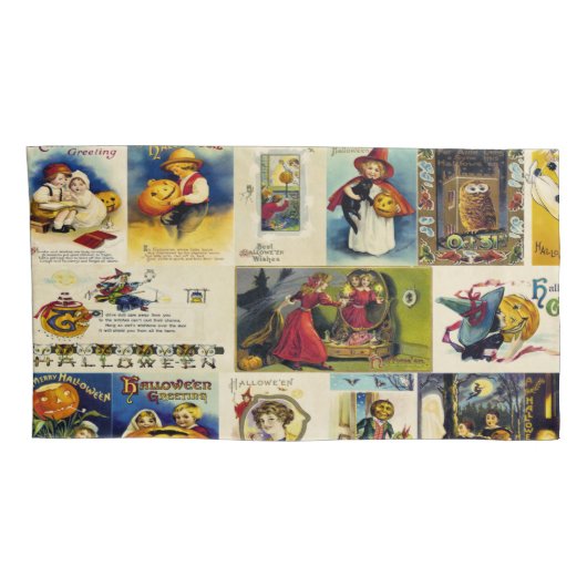 Vintage Halloween Ephemera Kussensloop (Achterkant-Rechts)