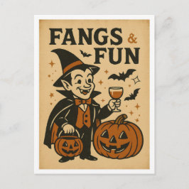 Vintage Halloween Fangs and Fun Briefkaart