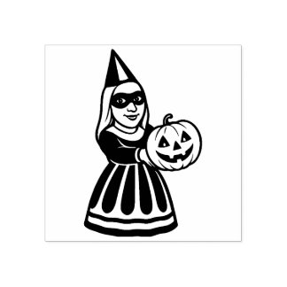 Vintage Halloween-feestvrouw rubberen stempel