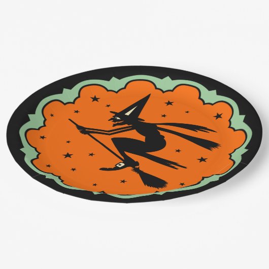 Vintage Halloween Flying Witch bord (Gekanteld)