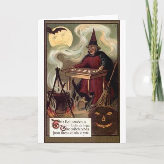 Vintage Halloween Fortune Teller Kaart (Voorkant)
