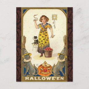 Vintage Halloween Getting Ready for the Party Briefkaart