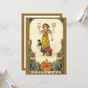 Vintage Halloween Getting Ready for the Party Kaart