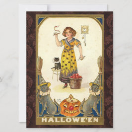 Vintage Halloween Getting Ready for the Party Kaart