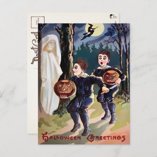 Vintage Halloween Ghost Briefkaart (Voorkant / Achterkant)