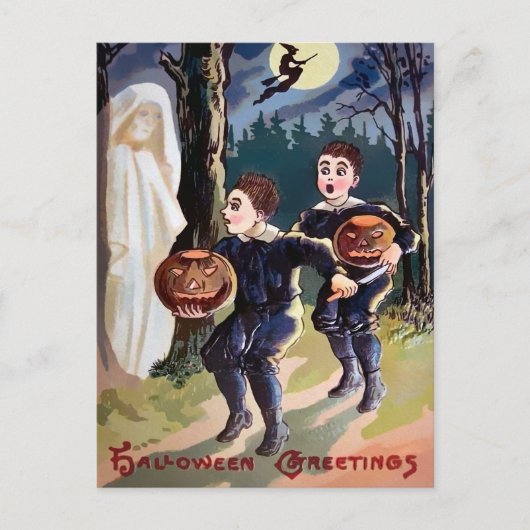 Vintage Halloween Ghost Briefkaart (Voorkant)