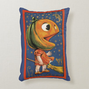 Vintage Halloween, Giant Pumpkin Head Costume Accent Kussen
