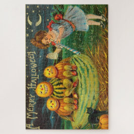 Vintage Halloween Girl with Pumpkins Legpuzzel