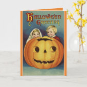 Vintage Halloween Greeting Kaart (Gele Bloem)