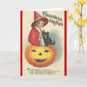 Vintage Halloween Greeting Kaart (Gele Bloem)