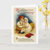 Vintage Halloween Greeting Kaart (Gele Bloem)