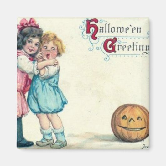 Vintage Halloween Greeting Magneet (Voorkant)