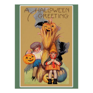 Vintage Halloween Greeting Perfect Poster