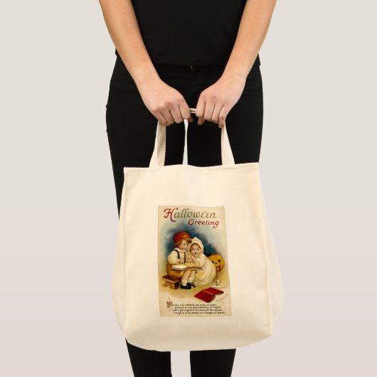Vintage Halloween Greeting Tote Bag (Voorkant (product))