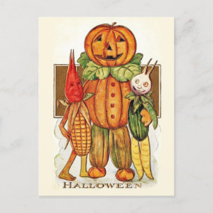 Vintage Halloween groenten Briefkaart