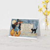 Vintage Halloween-groeten Kaart (Gele Bloem)