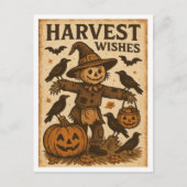 Vintage Halloween Harvest Wishes Briefkaart (Voorkant)
