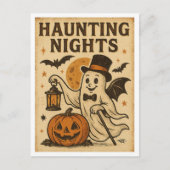 Vintage Halloween Haunting NIghts Briefkaart (Voorkant)