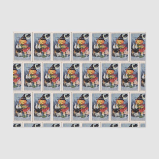 Vintage Halloween-hekpompoenpartij Tissuepapier (Voorkant)