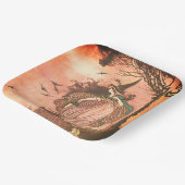 Vintage Halloween-heks- en zwart-witpapier Bord (Gebogen)