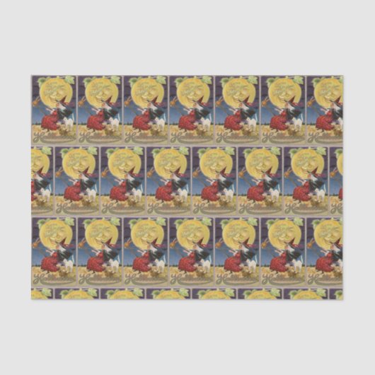 Vintage Halloween heks maanpartij Tissuepapier (Voorkant)