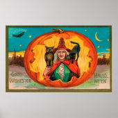 Vintage Halloween heksenpoel poster (Voorkant)