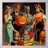 Vintage Halloween Illustration Poster (Voorkant)
