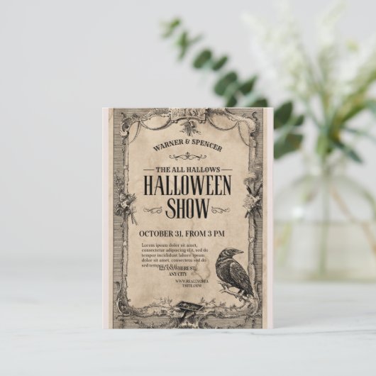 Vintage Halloween Invitation Kaart (Staand voorkant)