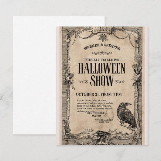 Vintage Halloween Invitation Save The Date (Voorkant / Achterkant)