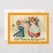 Vintage Halloween Jack o'Lantern Couple Briefkaart (Voorkant / Achterkant)