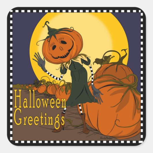 Vintage Halloween Jackolantern Sticker (Voorkant)