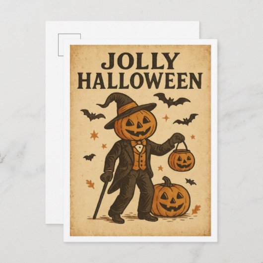Vintage Halloween Jolly Halloween Briefkaart (Voorkant / Achterkant)