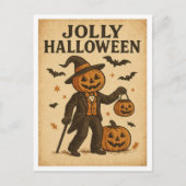 Vintage Halloween Jolly Halloween Briefkaart (Voorkant)