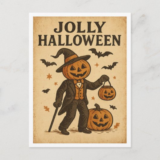 Vintage Halloween Jolly Halloween Briefkaart (Voorkant)