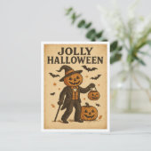 Vintage Halloween Jolly Halloween Briefkaart (Staand voorkant)