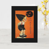 Vintage Halloween Kaart (Gele Bloem)