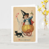 Vintage Halloween Kaart (Gele Bloem)