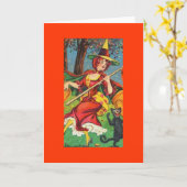 Vintage Halloween Kaart (Gele Bloem)