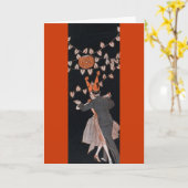 Vintage Halloween Kaart (Gele Bloem)