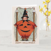 Vintage Halloween Kaart (Gele Bloem)
