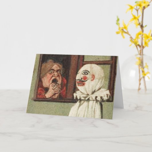 Vintage Halloween Kaart (Gele Bloem)