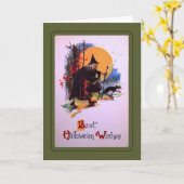 Vintage Halloween Kaart (Gele Bloem)