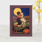 Vintage Halloween Kaart (Gele Bloem)