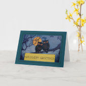 Vintage Halloween Kaart (Gele Bloem)