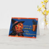 Vintage Halloween Kaart (Gele Bloem)