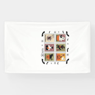 Vintage Halloween Kat Postzegel Collectie T-shirt Spandoek