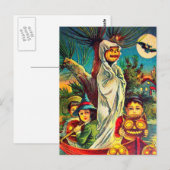 Vintage Halloween kinder pompoenvleermuis briefkaa Briefkaart (Voorkant / Achterkant)